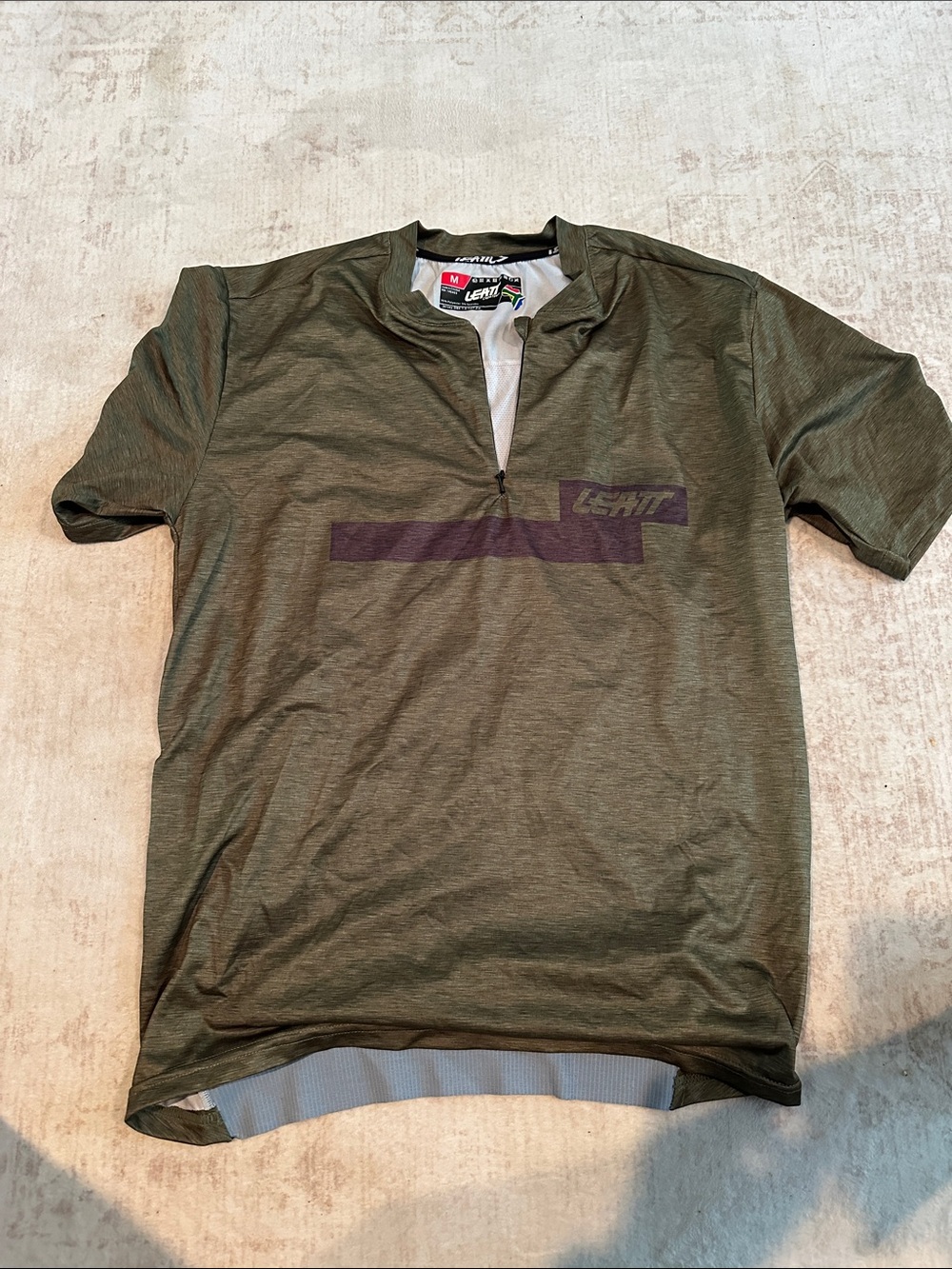 Leatt Men's Olive Green Short Sleeve Cycling Polo